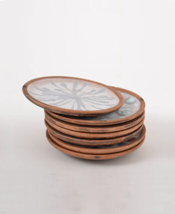 Wooden Mina Floral Work Dinner Plate